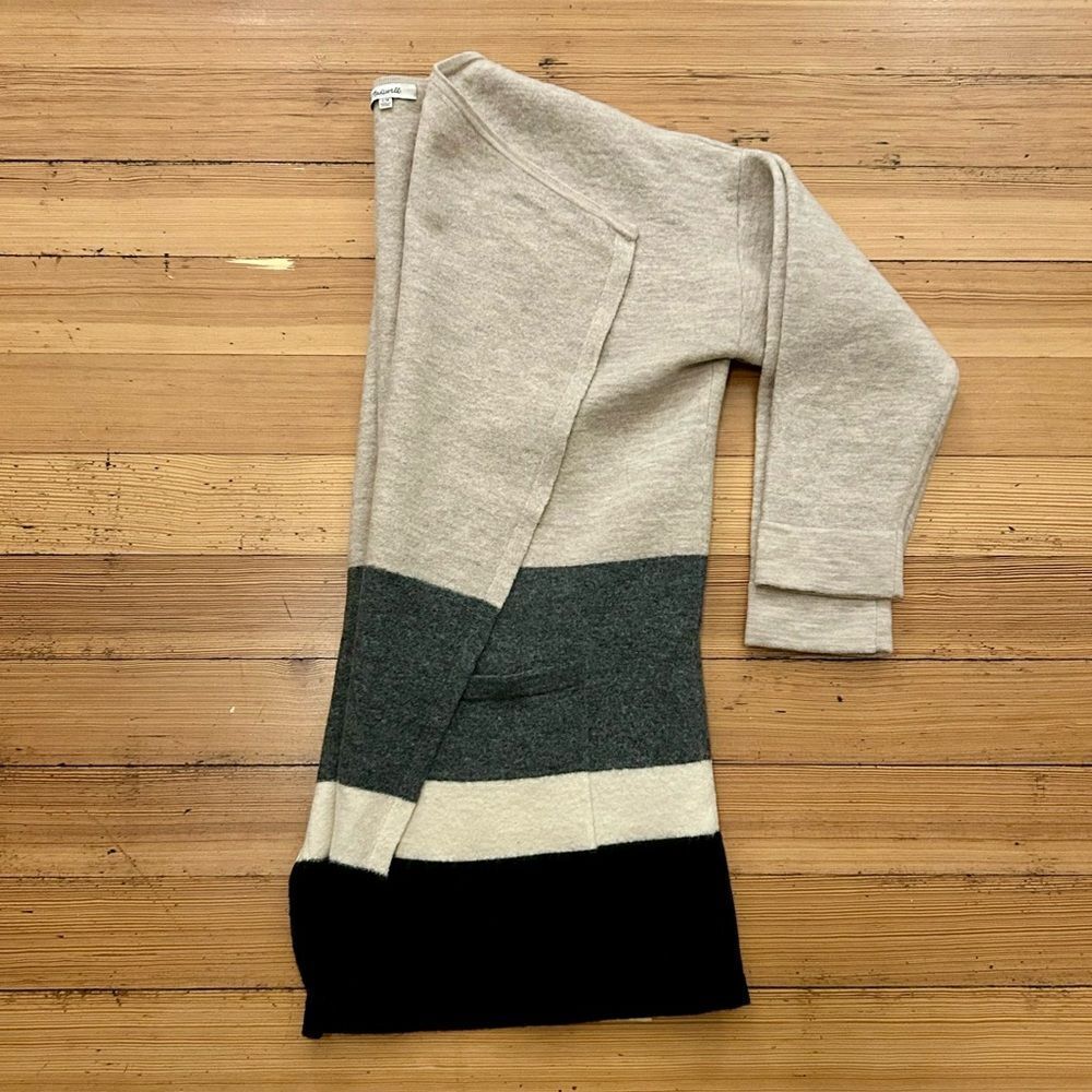 Madewell boiled wool, color block  open sweater. Size S/M. - Picture 10 of 11